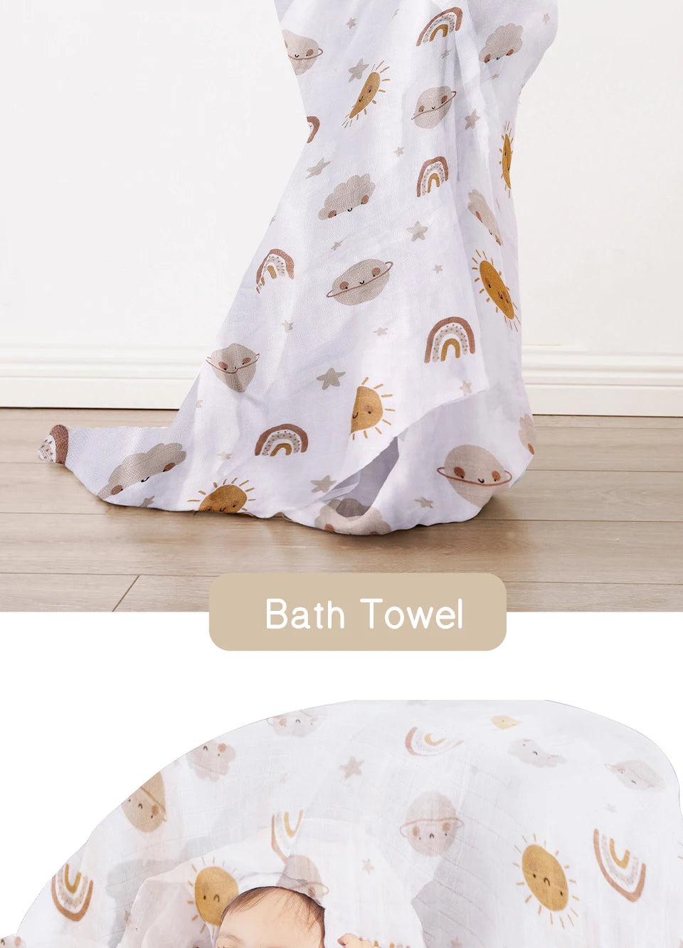 Kangobaby #My Soft Life# Solid Color Bamboo Cotton Baby Muslin Swaddle Blanket Newborn Bath Towel Infant Quilt Size 120x110cm