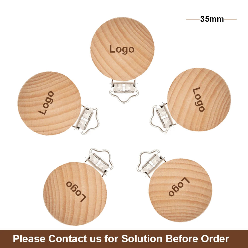 Mabochewing 20pcs 30mm 35mm Natural Beech Wood Clips for Baby Mobile Chewing Pacifier Chain