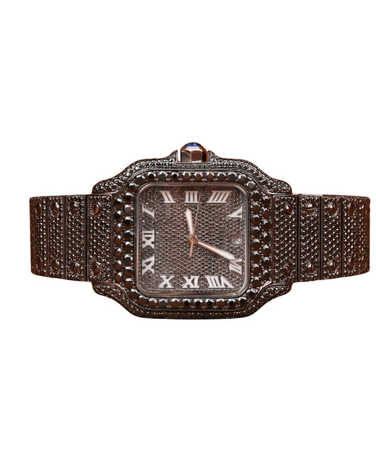 Moissanite Full White Gold Diamond Watch Roman Black Dial Watches for Export Sale Hip Hop Diamond Watch Gift For Men's