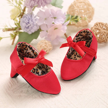 2026 New Infant Newborn Baby Girl High Heels Shoes Princess Bow First Birthday Party Shoes Photo Props Shoes 0-12M