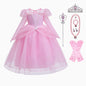 Elsa Cosplay Costume Kids Layers Deluxe Ball Gown Princess Dresses Aurora Christmas Wedding Evening Dress Girls Princess Dresses