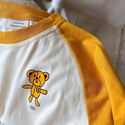 1-7y Toddler Infant Spring Autumn Tops Cartoon Printed Tees For Baby Girl Boy Long-Sleeved Casual Costume Fashion Patchwork Tees