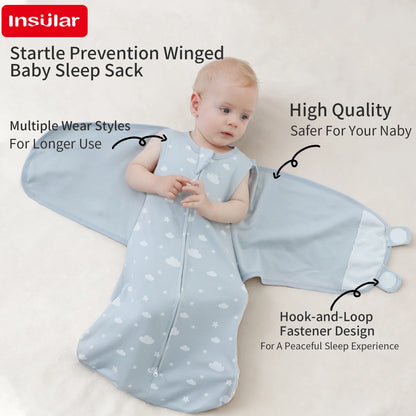 INSULAR Baby 100% Cotton Swaddling Cloth With Caps Envelope Type Newborn Cartoon Envelope Anti-Startle Adjustable Bedding Item