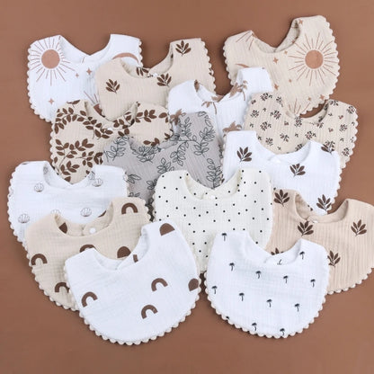 Cotton Gause Baby Bibs Solid Color Absorbent Baby Tassel Bib Newborn Burp Cloths Bandana Scarf for Kids Baby Girls Feeding Item