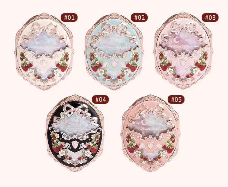 Flower Knows Strawberry Rococo Embossed Blush Fine Powder Makeup Smooth Long Lasting Blusher Waterproof Blush Maquiagem