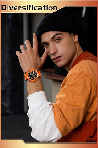 SANDA Outdoor Men's Electronic Wristwatch Large Dial Multifunctional Waterproof Luminous Alarm Military Sports Watch