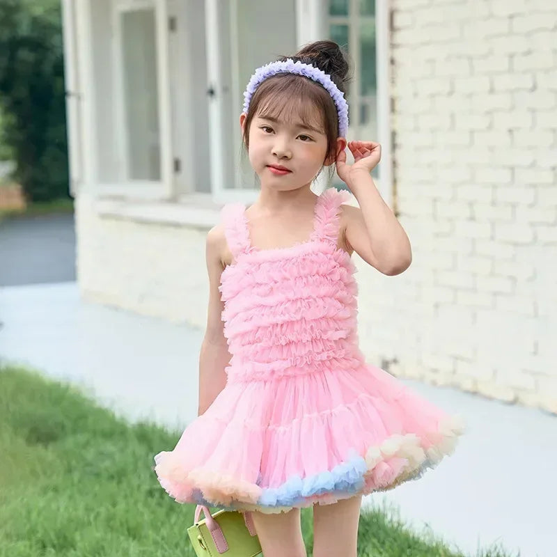 Girls Tutu Dress for Girls Baby Ball Gown Princess Party Vestido Casual Ruffled Bubble Photography Dresses Children Clothes L017