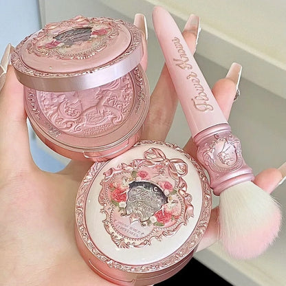Flower Knows Strawberry Rococo Embossed Blush Fine Powder Makeup Smooth Long Lasting Blusher Waterproof Blush Maquiagem