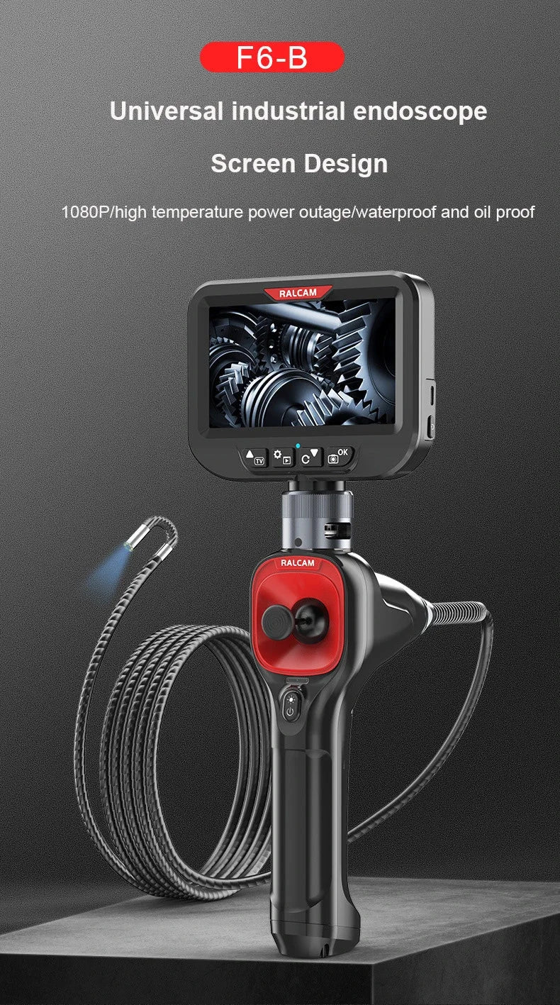 360° Articulating Borescope 6.2mm 4 Ways 3m Wires IPS Automotive Inspection Camera 6 Adjustable LED Lights