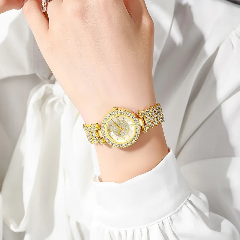 Fashion Rhinestone Women's Watch Roma Scale Dial Bracelet Quartz Watches Reloj Mujer Relogio Feminino