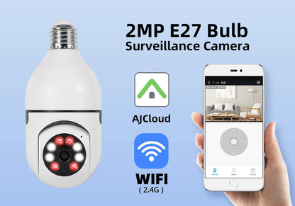 FUERS 2MP E27 Bulb Security Camera 2.4G WiFi PTZ CCTV Camera 4X Zoom AI Human Tracking Color Night Vision Two Way Audio Baby Monitor Indoor