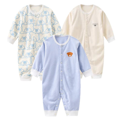 3PCS Baby Girl Clothes Set Cotton Newborn Unisex Baby Boy Clothes Cartoon Active Pajamas One-Pieces Print Autumn Ropa Bebe