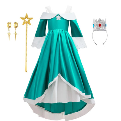 Girls New Game Movies Rosalina Peach Princess Dress Carnival Party Birthday Outfit Peach Cosplay Halloween Costume Dress