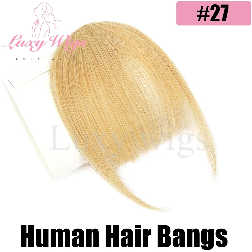 Blonde Human Hair Clip in Bangs Fringe with Temples Wispy Bangs French Bangs for Women Black Brown Gray Hair Bangs Daily Use