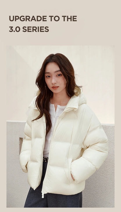 Semir Down Jacket Women Solid Color Loose Versatile 2025 Winter New Waterproof Oil-proof Stain-proof Hooded Coat Down Jacket