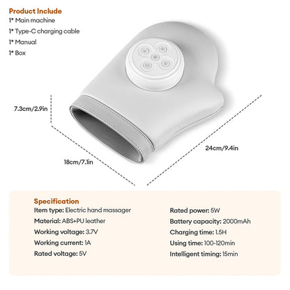 Electric Hand Massager Air Pressure Kneading Wrist Massager Airbag Finger Massage Glove Hot Compress Acupoint Finger masajeador