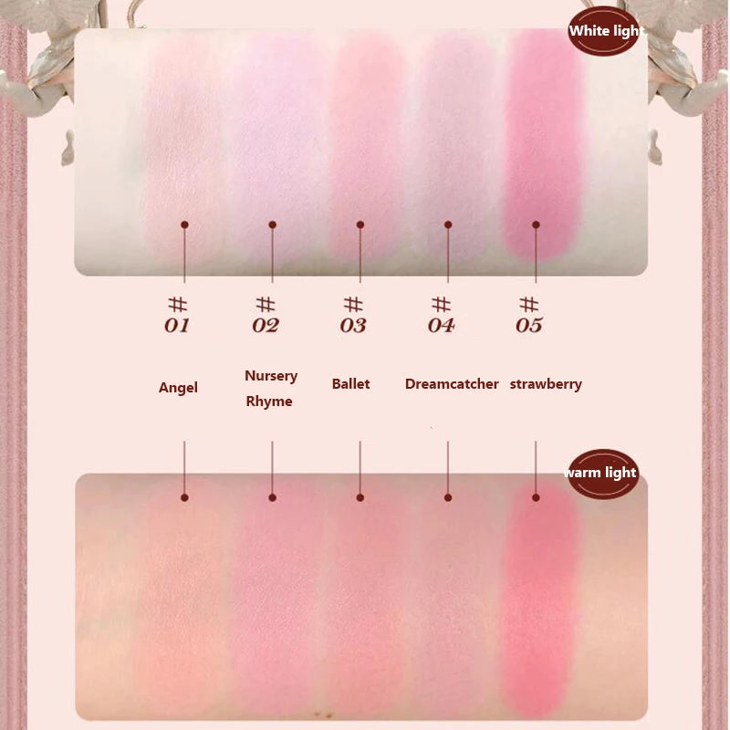 Flower Knows Strawberry Rococo Embossed Blush Fine Powder Makeup Smooth Long Lasting Blusher Waterproof Blush Maquiagem
