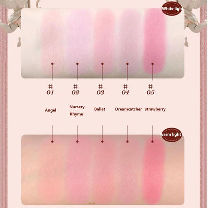 Flower Knows Strawberry Rococo Embossed Blush Fine Powder Makeup Smooth Long Lasting Blusher Waterproof Blush Maquiagem