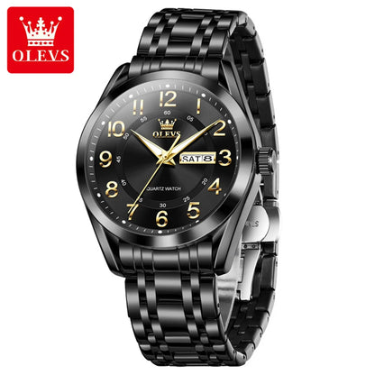 OLEVS 3666 Couple Watch Luxury Brand Quartz Watch Waterproof Watch Lover Gift Night Light Classic Date Week Clock His Her Watch