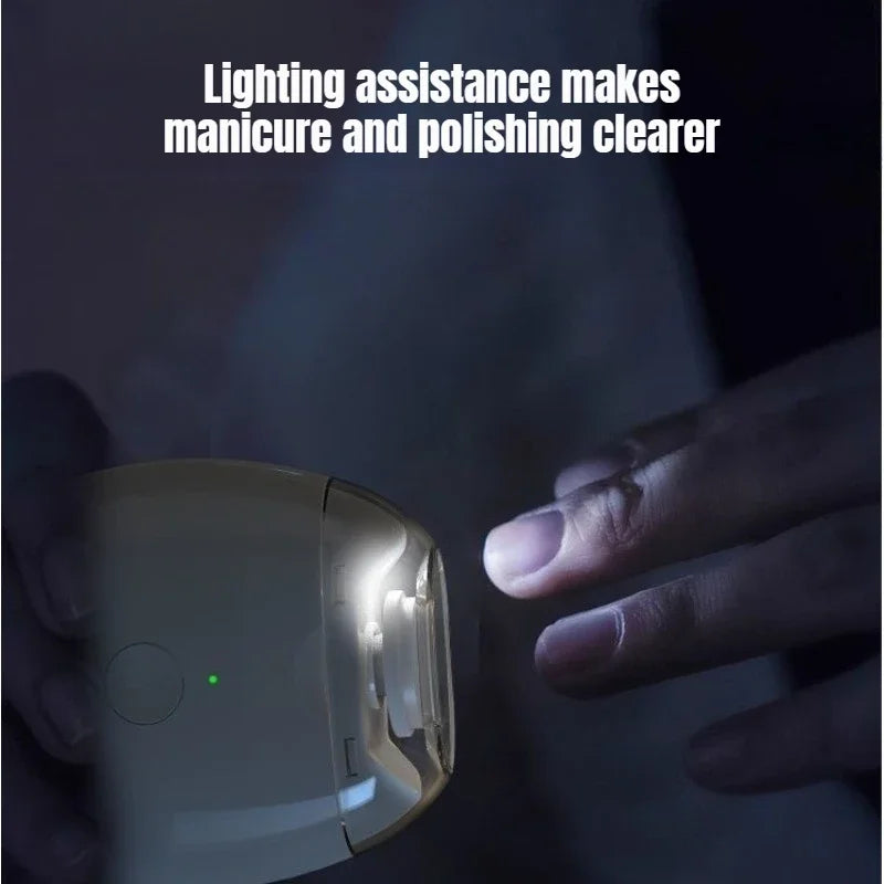 2 IN 1 Electric Nail Grinder and LED Light Automatic Polishing and Shaping Device, Suitable for baby mini Care Nail Tools