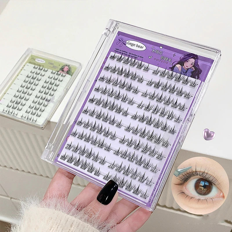 No-Glue False Eyelashes Easy 3-Step Application Natural Glue-free False Eyelashes DIY Lashes for Beginners with Sunflower Desig