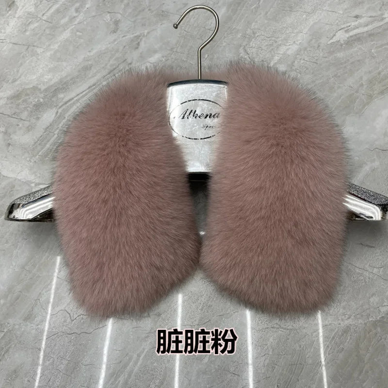 Real Fox Fur Collar Winter Men And Women's Fox Fur Square Collar Natural Fur Scarves For Ladies Neck Warmer Fur Scarf Shawls