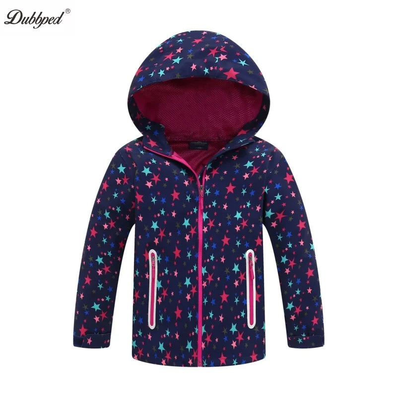 Dubbped Girl Polar Fleece Waterproof Jacket Spring Autumn Children Coats Sport Casual Kids Jackets Double-deck Windproof Jackets