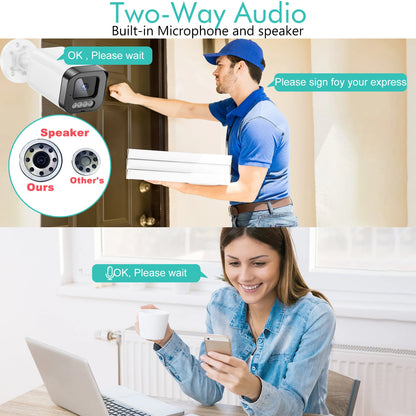 GADINAN 4K Poe 8MP 5MP 4MP IP66 Waterproof Security Camera With Two Way Audio Night Vision H.265 Onvif Bullet Camera