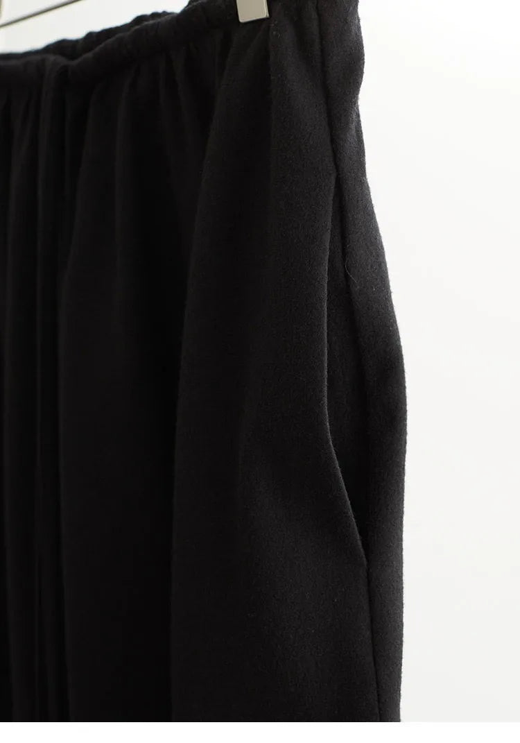 Elastic Waist 100% Wool Skirt, Women's High-Waisted Mid-Length Skirt, New Style for Autumn and Winter 2026