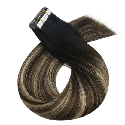 Moresoo Blonde Tape in Hair Extensions Human Hair Natural Straight Seamless Invisible Tape Remy Brazilian Hair for Beauty