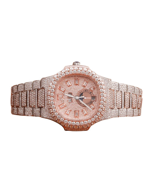 Top Best Quality Daily Strong Use Moissanite Round Cut Diamond Watch Full White Gold Dial Ready Stock Quartz Watches