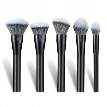 5-Piece Facial Makeup Brush Set: Foundation Brush, Loose Powder Brush, Blush Brush, Concealer Brush, Contour Brush, Blending Brush. High-End Makeup Brushes with Oil-Sprayed Handles for a Comfortable Feel. Professional-Grade M