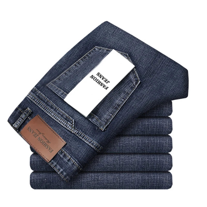 Wthinlee 8 Models Spring Autumn Business Jeans Men Casual Straight Stretch Fashion Classic Work Denim Trousers Brand Clothing