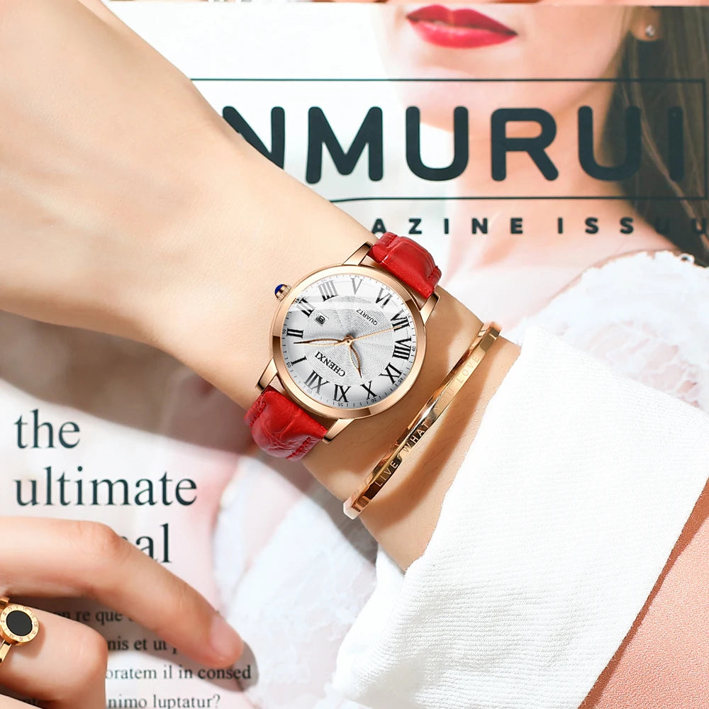 CHENXI New Women Watch Top Luxury Brand Waterproof Ladies Watches Fashion Dress Leather Quartz Wristwatches Relogio Feminino