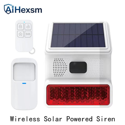 New 433MHz Wireless light Flash Strobe Outdoor Solar Waterproof Siren for Home Burglar PIR Motion Door Gap Security Alarm System