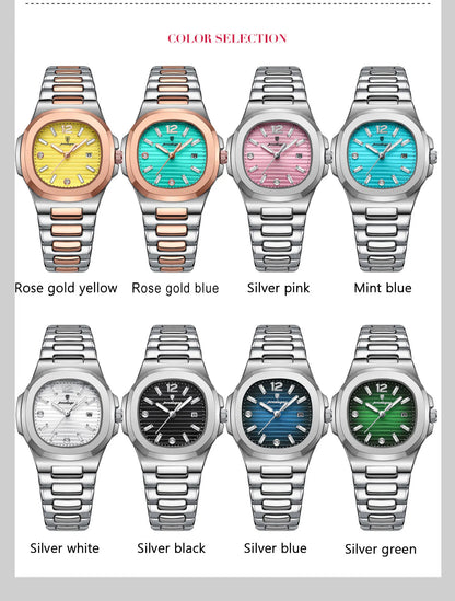 POEDAGAR Luxury Watch For Woman Square Ladies Quartz Watch Luminous Waterproof Date Women's Watches Dress Female Clock reloj+box