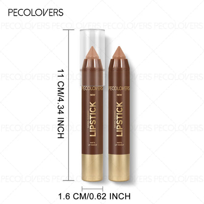 6PCS/Set Waterproof Matte Lipstick Pencil - Contour Tint Lipstick, Non-Stick Cup Lipliner Pen, Long-Lasting Matte Finish, All Skin Types, Beauty Makeup Art, Matte Finish Lipstick
