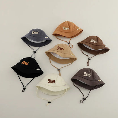 New Embroidered Letter Baby Bucket Hats Spring Sunhat Fishing Hat Sunshade Visor Boy Girl Outdoor Fashion Beach Cap For 6-24M