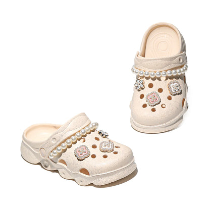 Kids' Glitter Clog, Lightweight EVA Garden Shoes, Waterproof Non-Slip Sandals, Comfortable Slip-On Shoes for Indoor Outdoor 1214