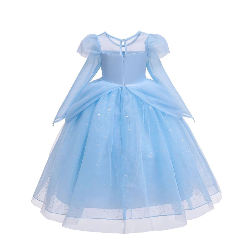 Elsa Cosplay Costume Kids Layers Deluxe Ball Gown Princess Dresses Aurora Christmas Wedding Evening Dress Girls Princess Dresses