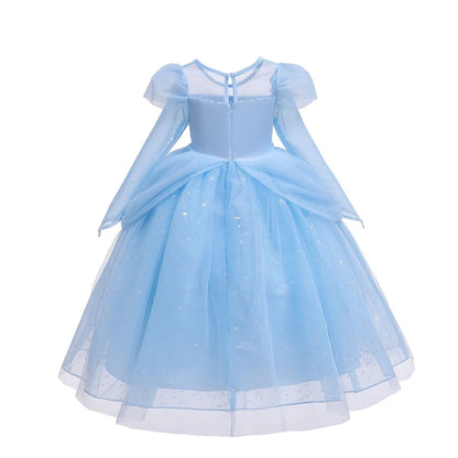 Elsa Cosplay Costume Kids Layers Deluxe Ball Gown Princess Dresses Aurora Christmas Wedding Evening Dress Girls Princess Dresses
