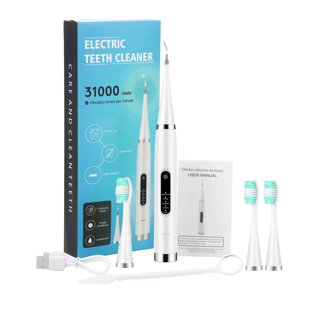 Electric Teeth Cleaner Dental Remover Calculus Plaque Stains and Tartar Oral Care Teeth Whitening Kits Rechargeable Toothbrush