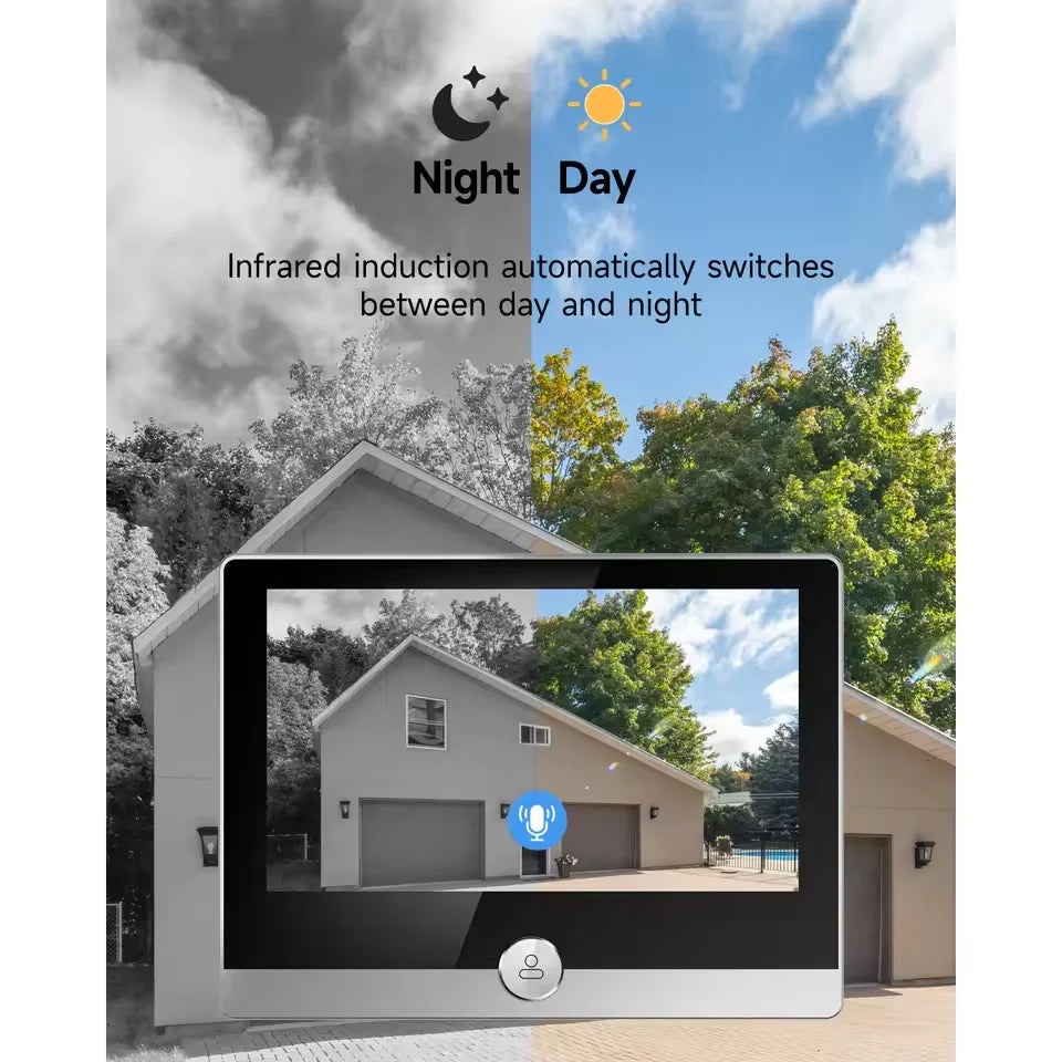 Jeatone Alexa Tuya Smart WiFi Video Peephole 1080P/158° Doorbell Camera For Home 4.3" LCD Screen 24H PIR Movement Detection Eye