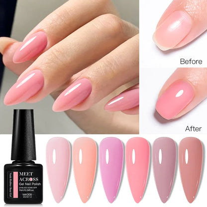 2 In 1 Nude Pink Rubber Base Gel Nail Polish Semi Permanent Self Leveling UV Construction Gel Varnish Soak off DIY Nail Supplies