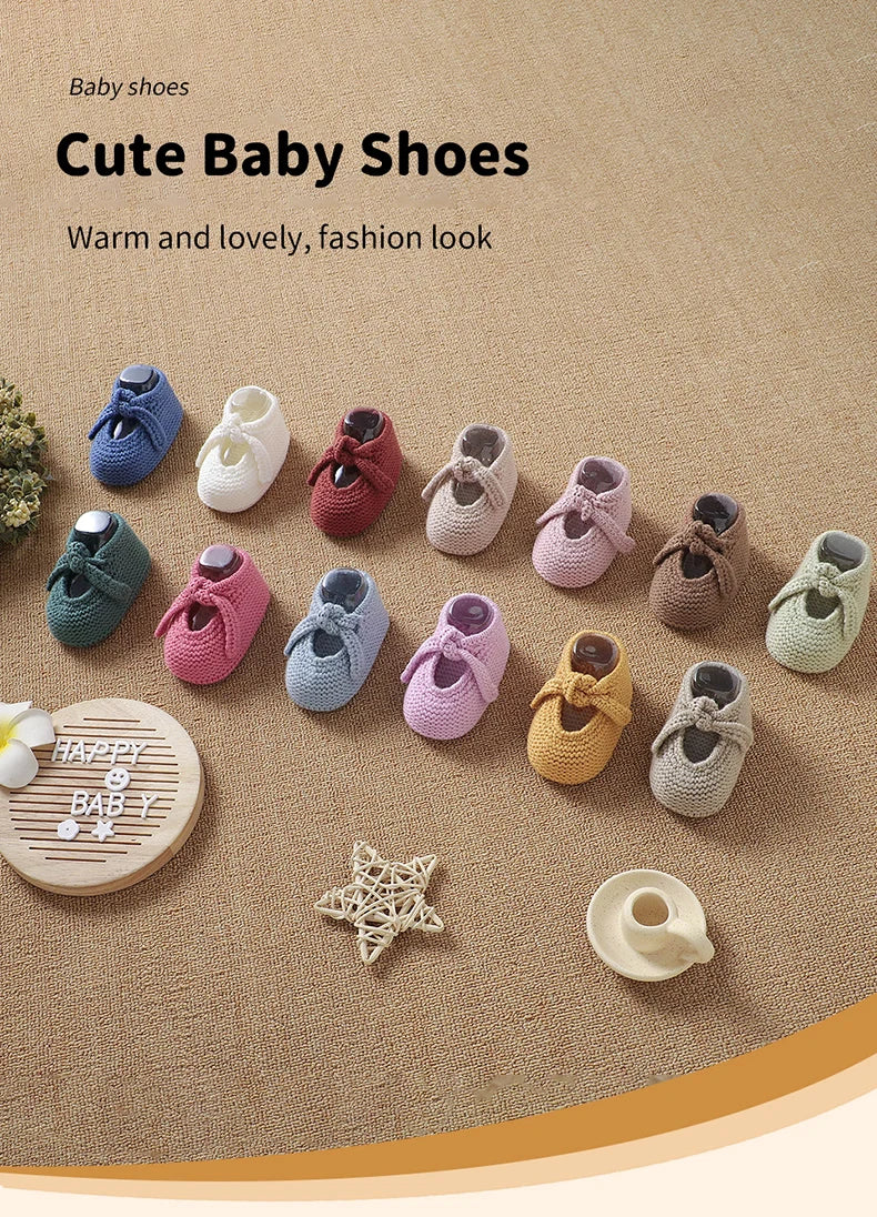 Newborn Baby Shoes Knitted Toddler Children First Bed Boots 0-18M Clothing Accessories Infant Boy Girl Footwear Fashion Shallow