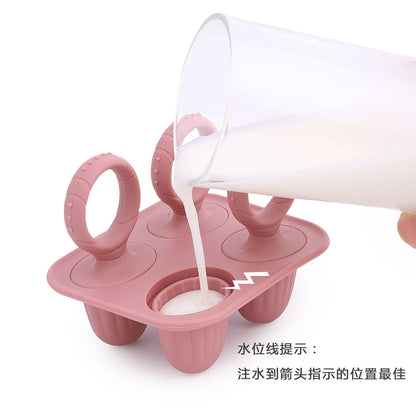 Baby Fruit and Vegetable Mold Silicone Hand Ring Popsicle Mold Baby Teething Teether Ice Cream Mold Baby Food Storage Container
