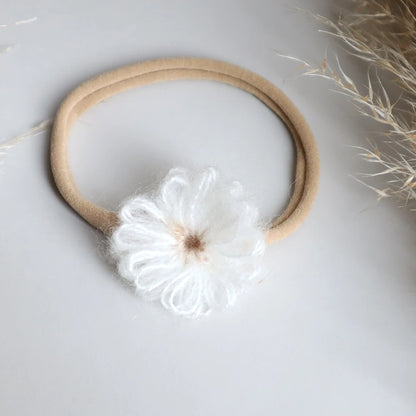 1.6in Woolen Flowers Baby Girls Nylon Headbands Kid Handmade Elastic Hairbands Children Hair Accessories Vintage Toddler Winter