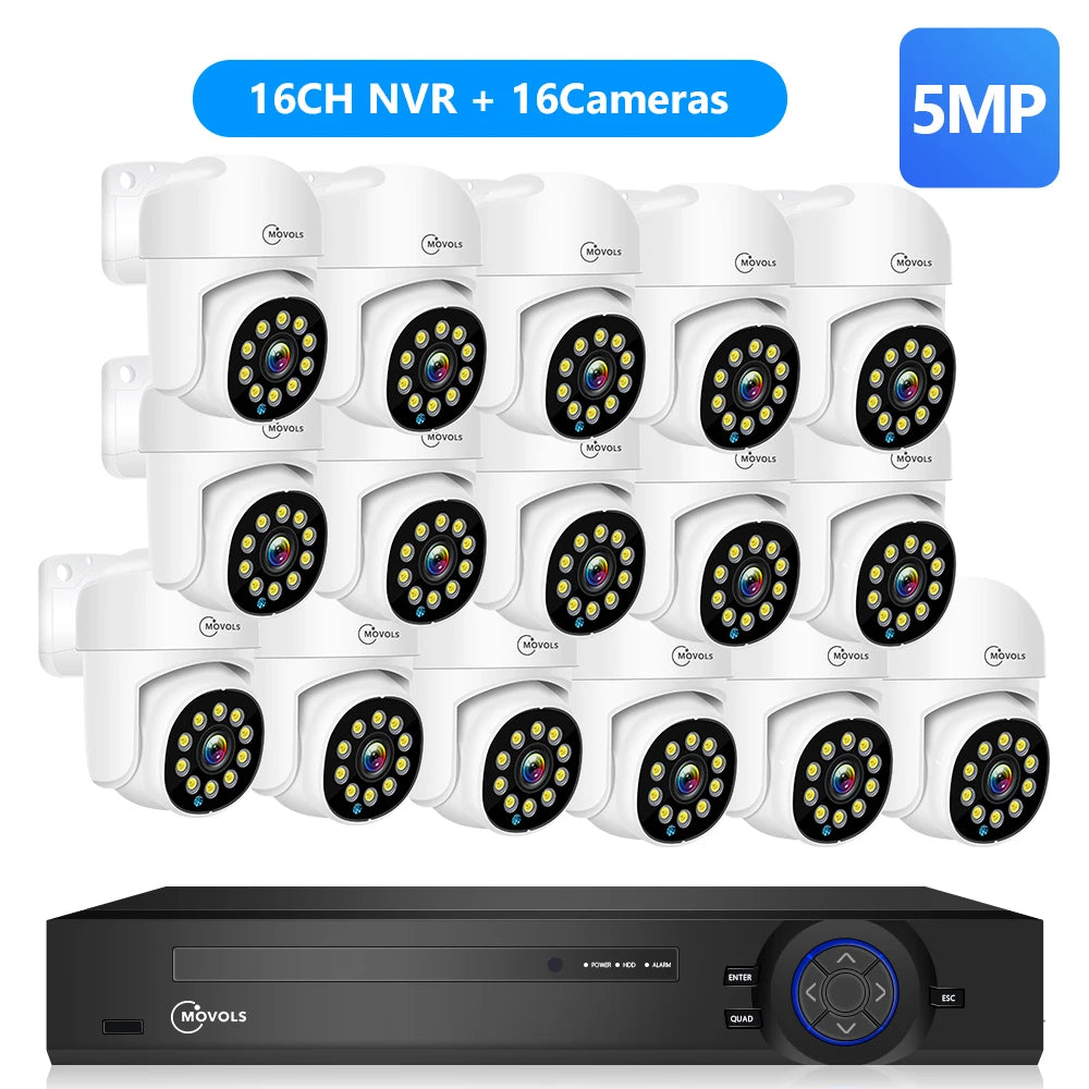 Movols 4K 16CH XMEYE POE Surveillance System 8MP 4MP Two Way Audio PTZ CCTV System AI P2P Security Camera Video Surveillance Kit
