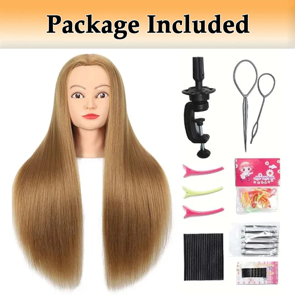 Realistic Mannequin Head With Synthetic Hair Versatile Beauty Training Aid For Hairstylist Makeup Practice Headdoll With Stand