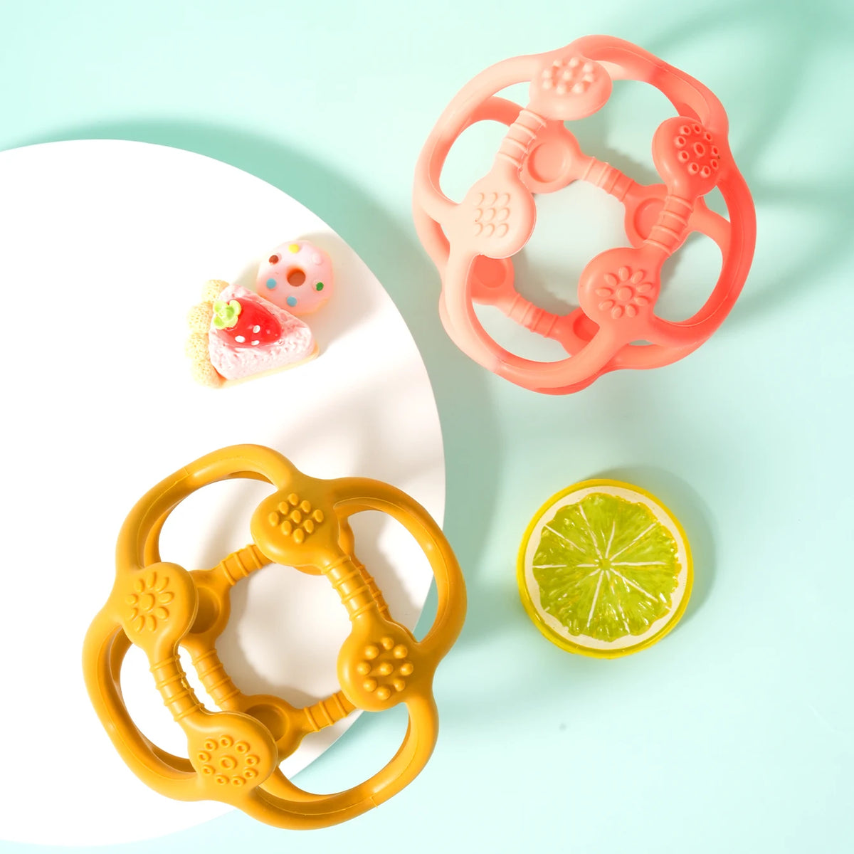 Color Kids 1PCS Silicone Baby Toy Ball Shape Chewing Toys Toddler Teether Toy BPA Free Teething Toys For Babies Soft Baby Stuff